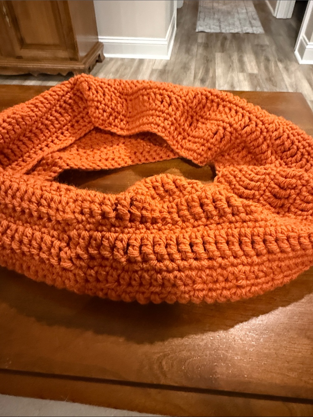 Cozy Knit Infinity Scarf in Orange